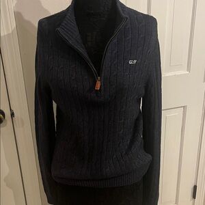Vineyard Vines Navy Cable-Knit Half-Zip sweater